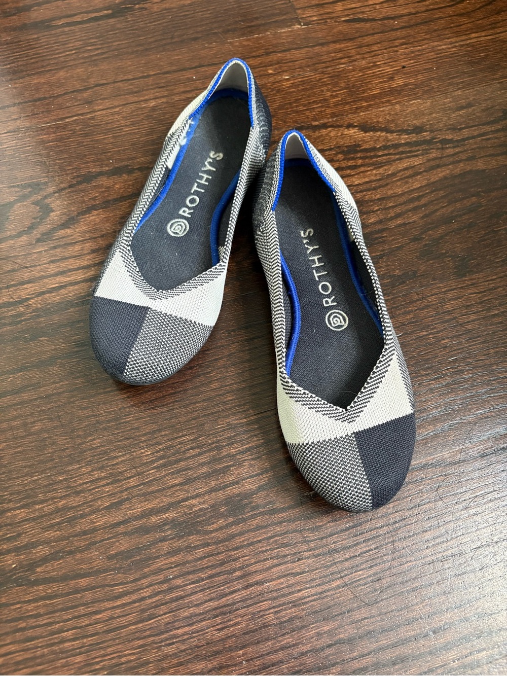 Rothy's Black and White Plaid Flat - Women's Slip-On